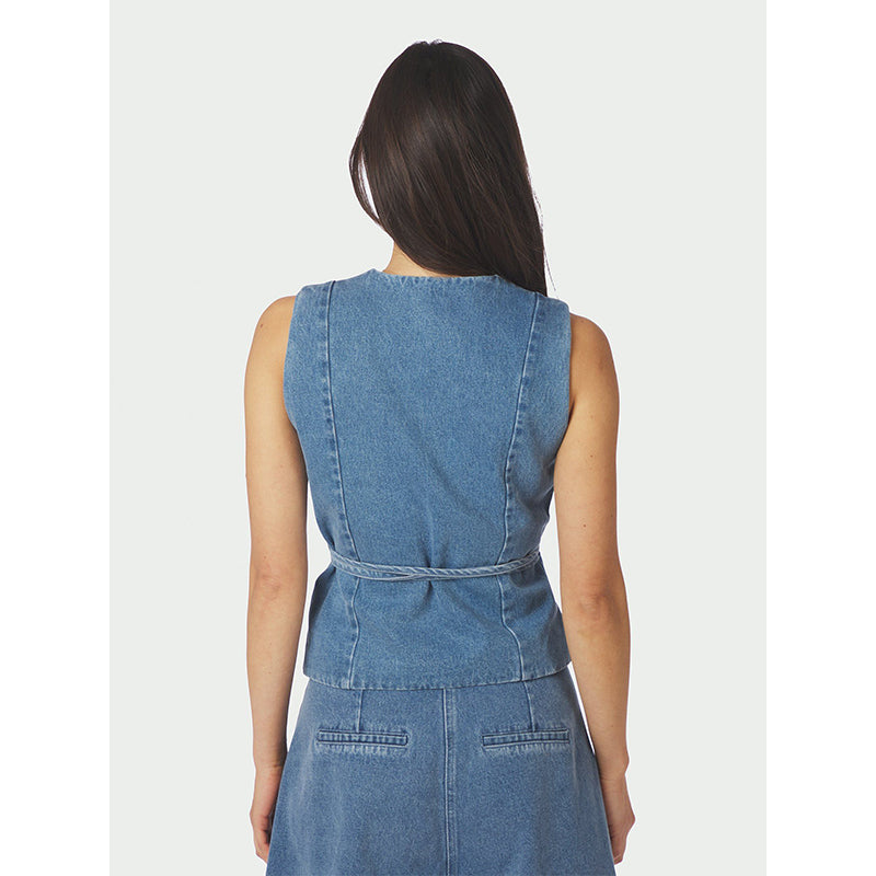 Neo Noir Samara Denim Waistcoat - Blue
