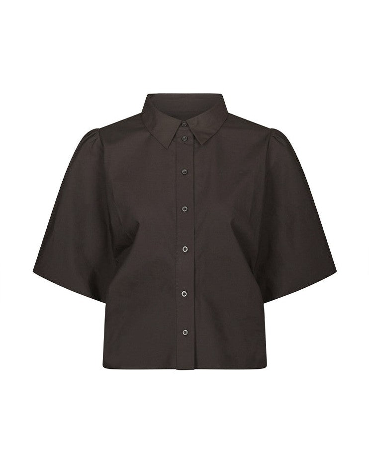 Neo Noir Ismara Solid Skjortebluse - Dark Brown