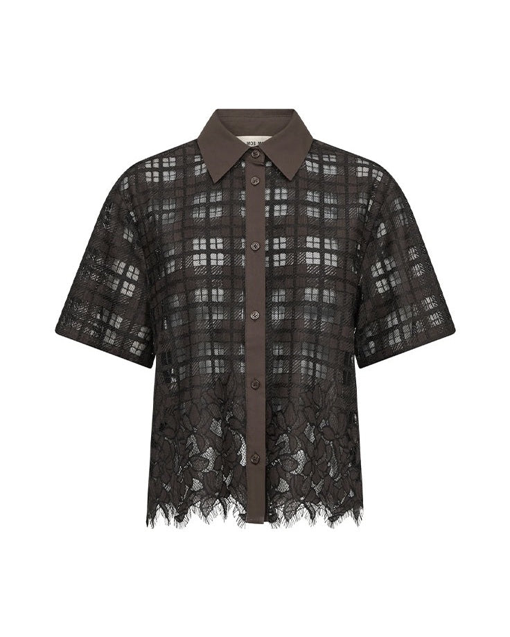 Mos Mosh MMLia Checko SS Lace Skjorte - Delicioso