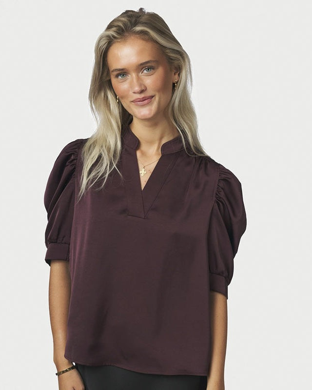 Neo Noir Roella Heavy Bluse - Burgundy