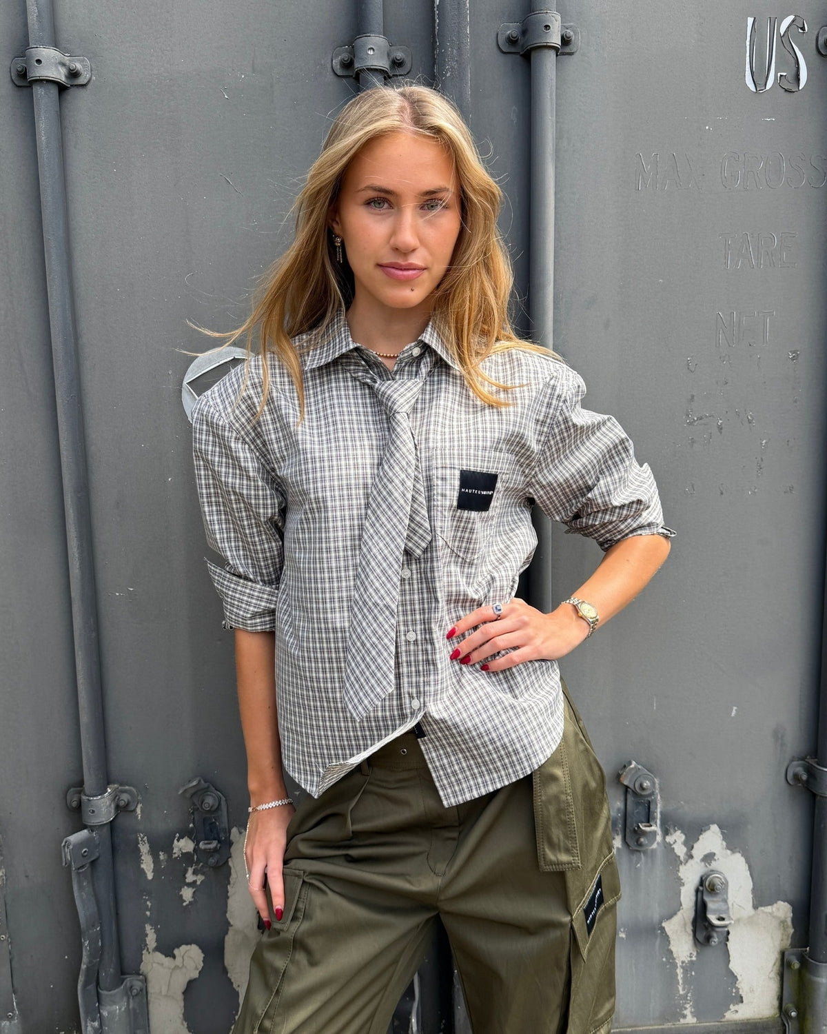 Haute L'amitie Chess Tie Skjorte - Beige