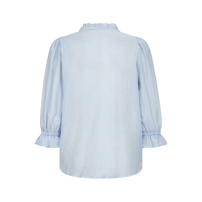 Co'couture AviCC Lace ss V-Bluse - Pale Blue
