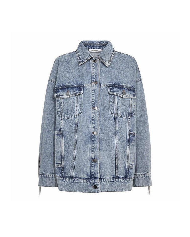 Co'couture DeniceCC Fringe Jakke - Bleach Denim