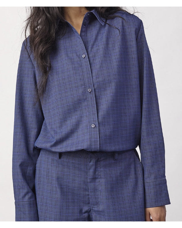Co'couture DaxterCC Check Pleat Skjorte - New Blue
