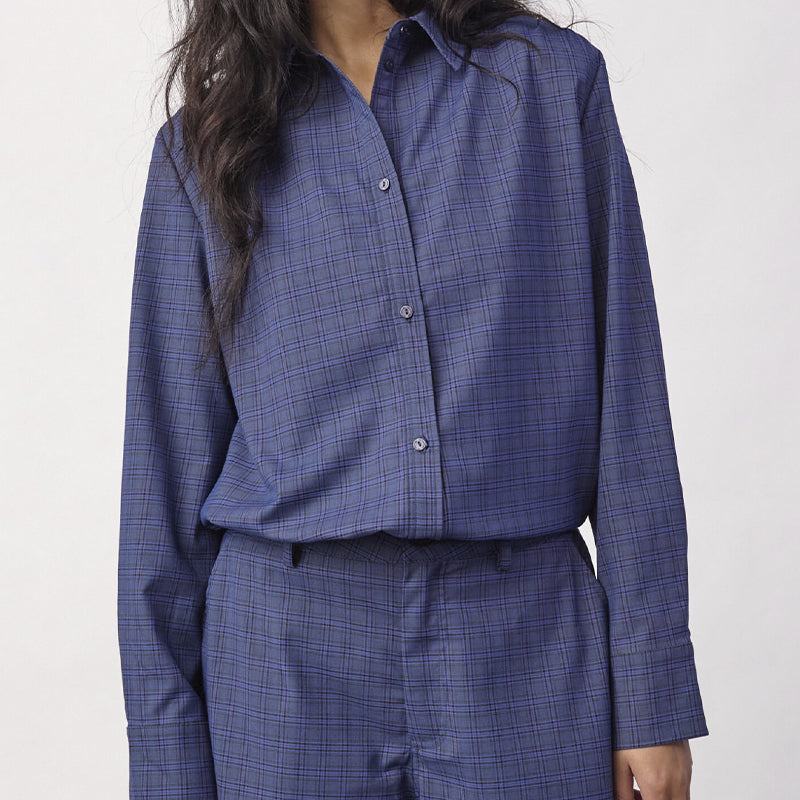 Co'couture DaxterCC Check Pleat Skjorte - New Blue
