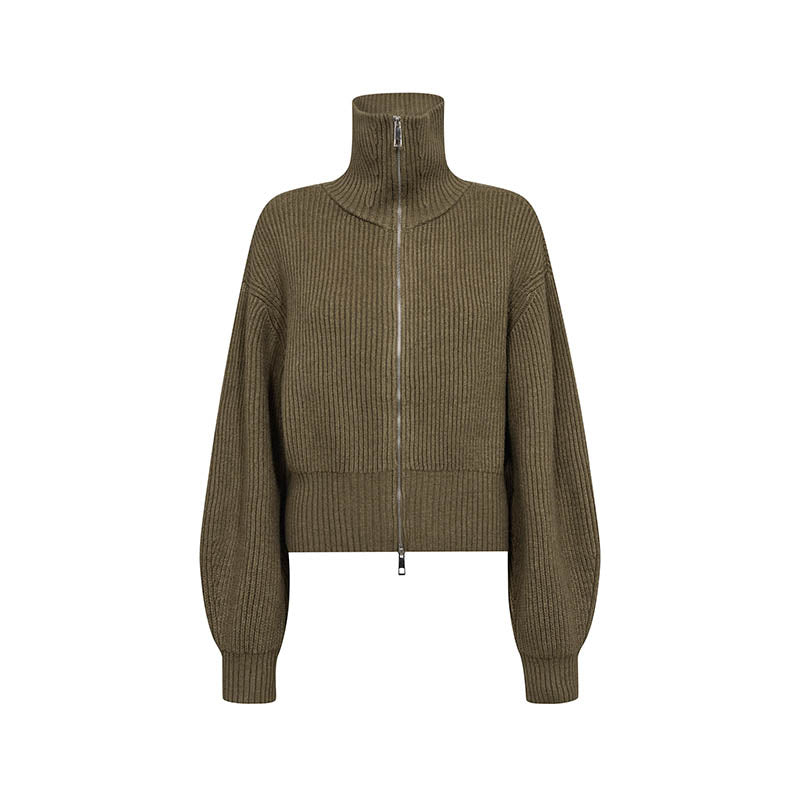 Co'couture RowCC Zip Strik Cardigan - Army
