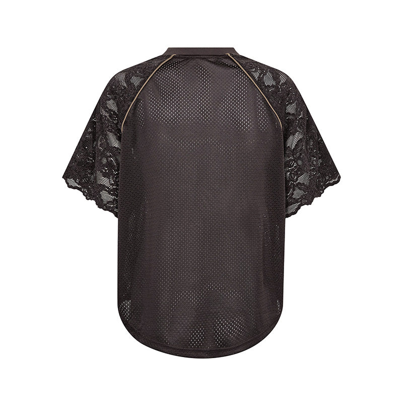 Co'couture TreyCC Logo Lace T-shirt - Dark Brown