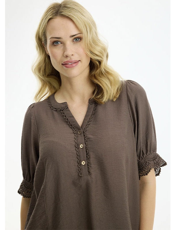 In Front Bianca Bluse - Brown