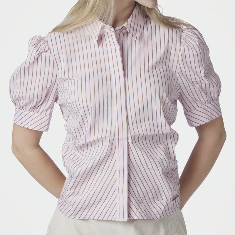 Neo Noir Frannie Structure Stripe Skjorte - Light Pink