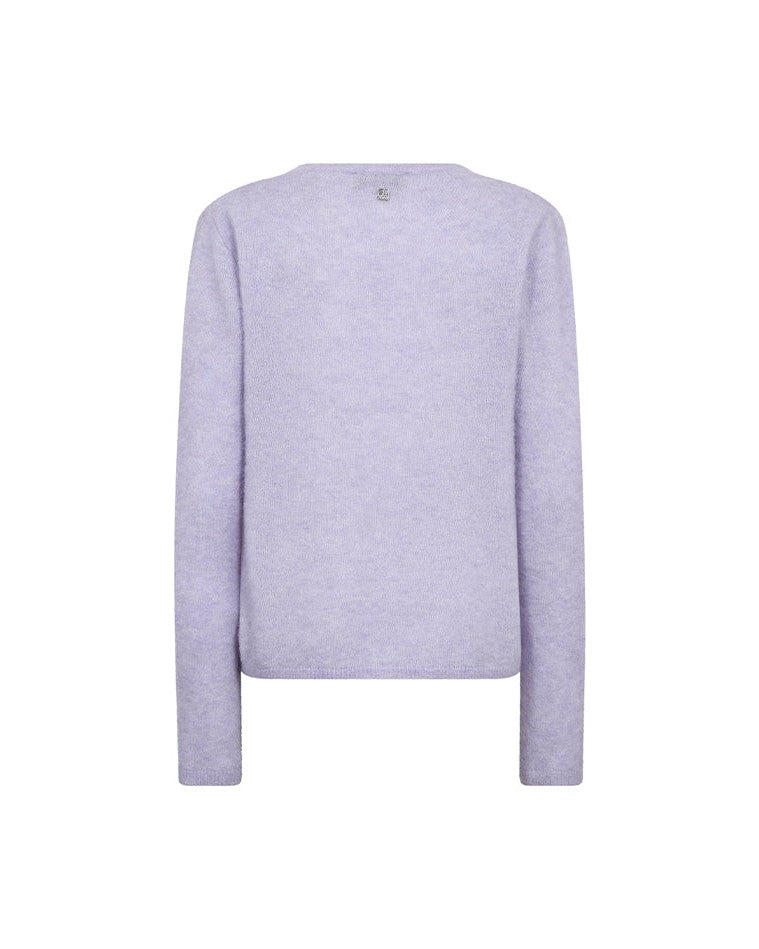 Mos Mosh MMMape Sophia V-neck Strik - Violet Tulip