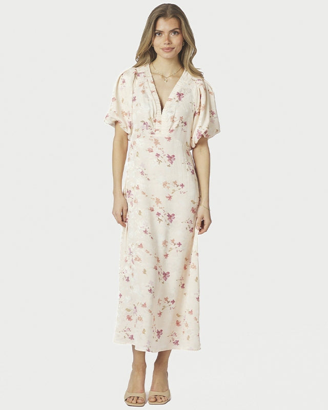 Neo Noir Illana Sateen Kjole - Creme