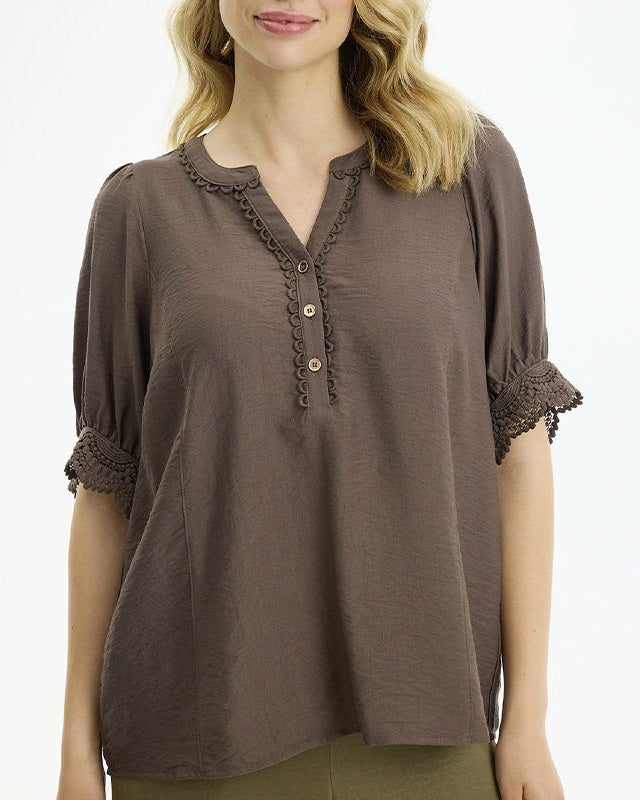 In Front Bianca Bluse - Brown