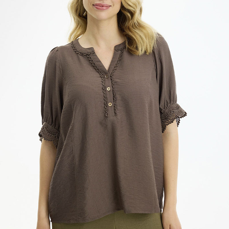 In Front Bianca Bluse - Brown