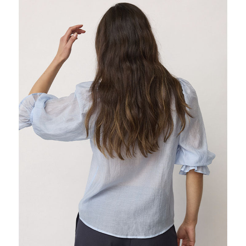Co'couture AviCC Lace ss V-Bluse - Pale Blue
