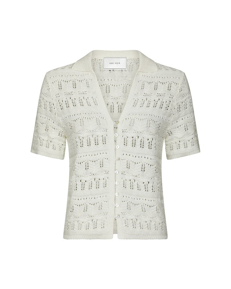 Neo Noir Marisini Stitch Polo Strik Top - Off White