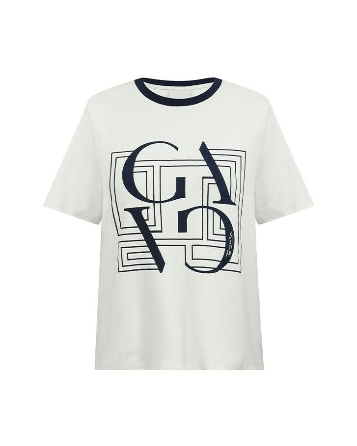 Gossia Bas T-shirt - Offwhite/ Navy