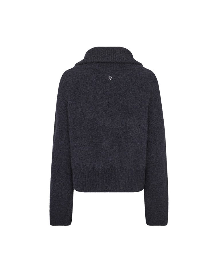 Mos Mosh MMHulda Strik Zip Cardigan - Salute Navy