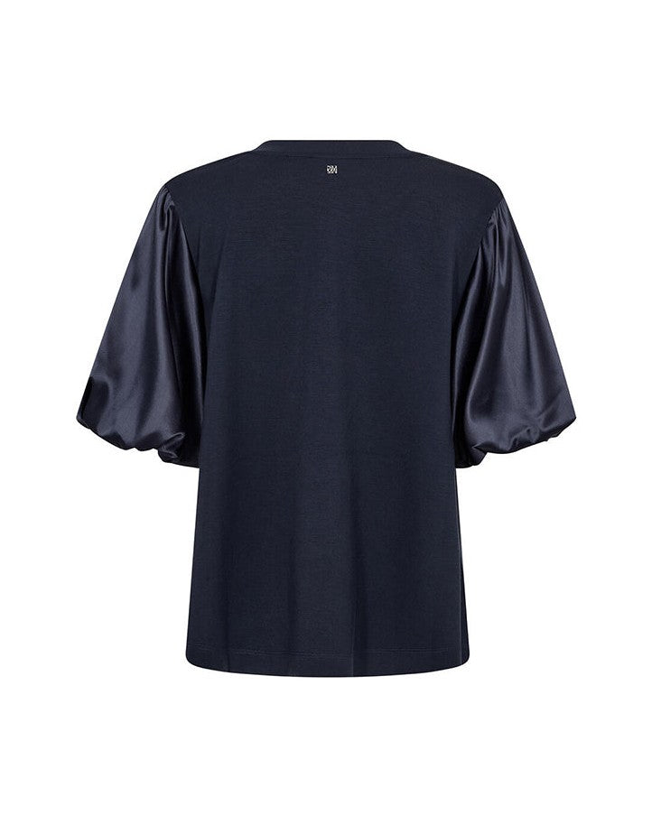 Mos Mosh MMDuba O-SS Satin Sweatshirt - Salute Navy