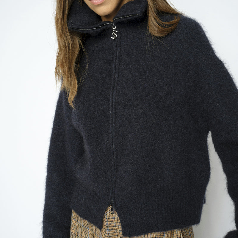 Mos Mosh MMHulda Strik Zip Cardigan - Salute Navy