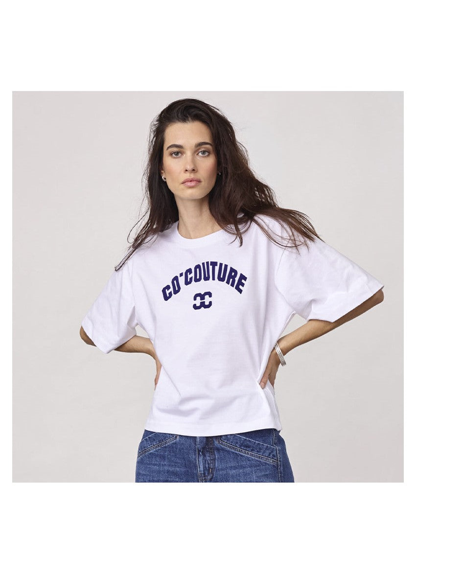 Co'couture ZengaCC O-neck T-shirt - White/ Blue