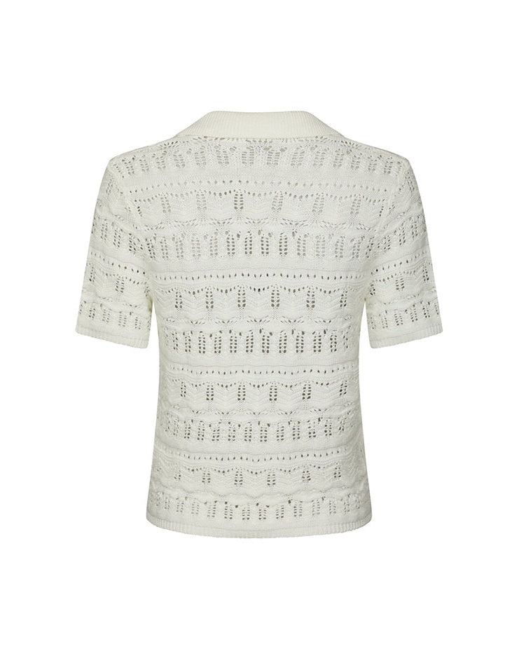Neo Noir Marisini Stitch Polo Strik Top - Off White