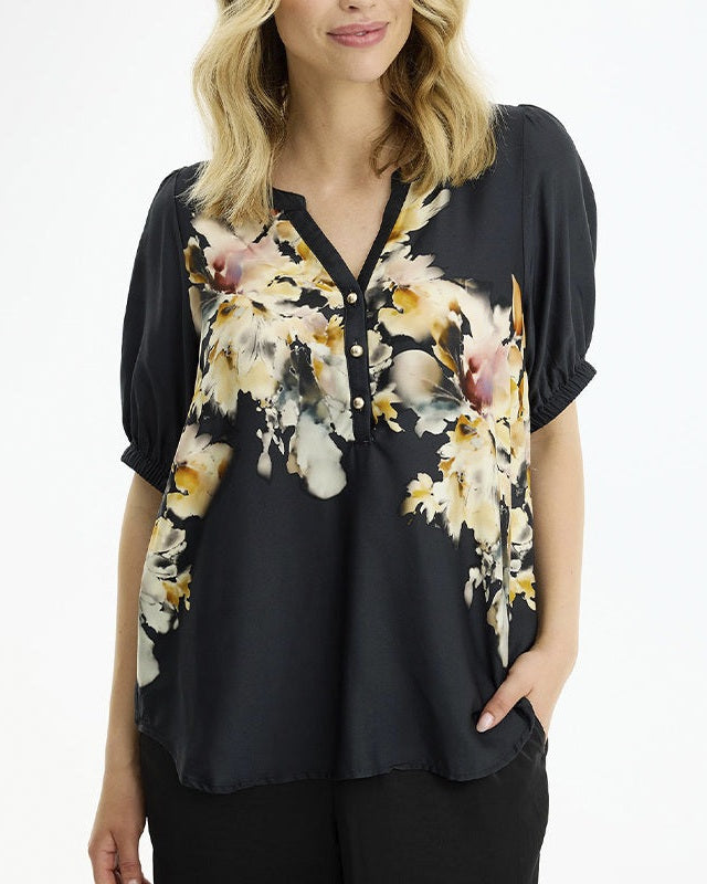 In Front Linse Bluse - Black