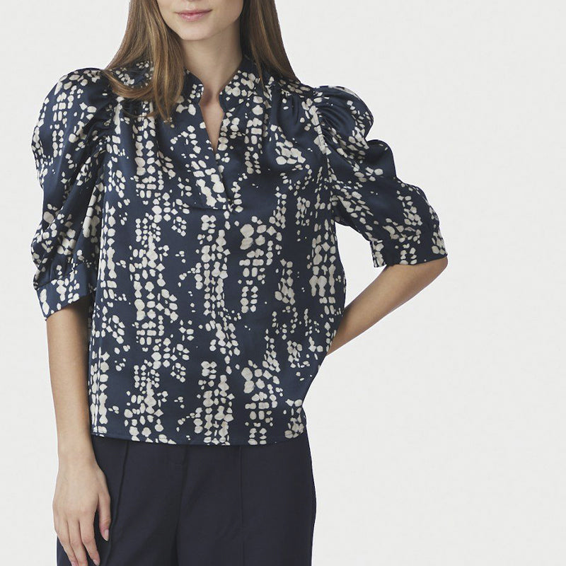 Neo Noir Roella Scatter Print Bluse - Navy