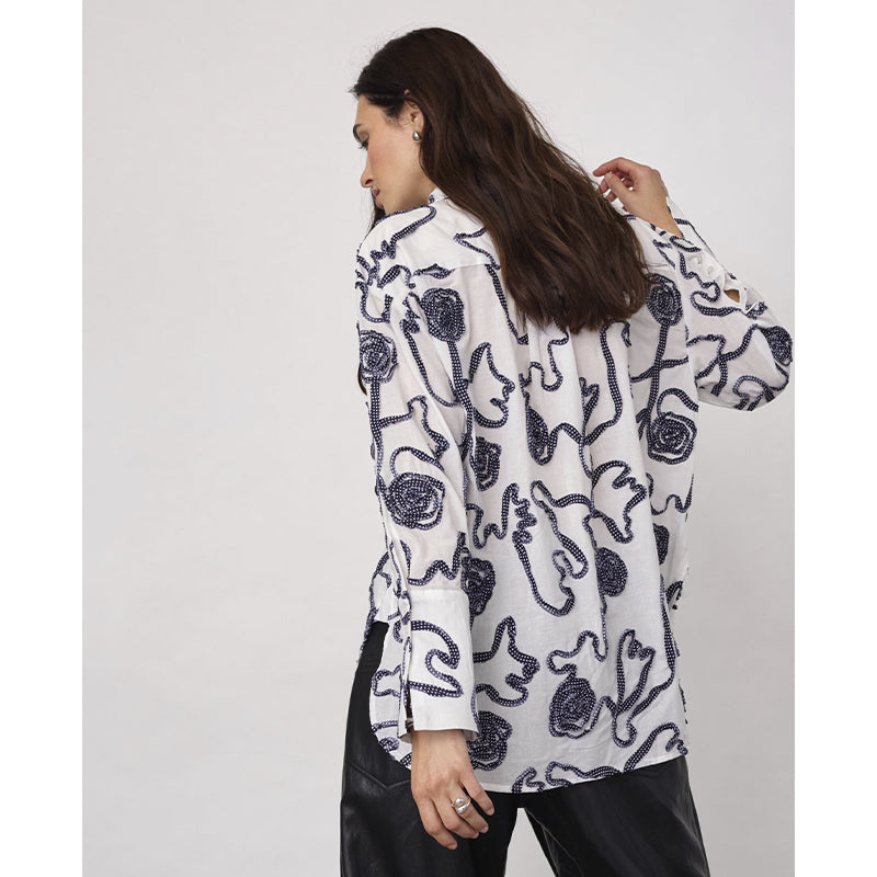 Co'couture ElricCC Flower Skjorte - Navy
