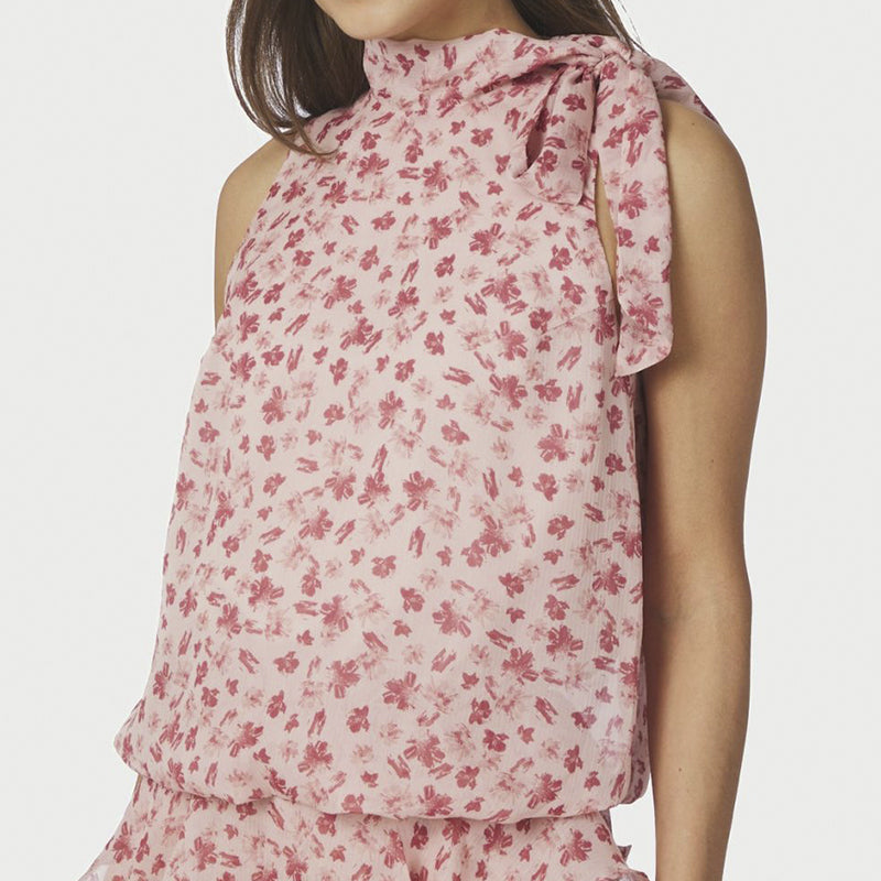 Neo Noir Veda Flower Top - Dusty Rose