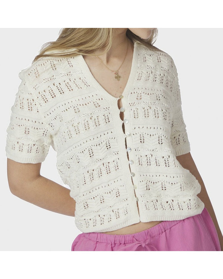 Neo Noir Marisini Stitch Polo Strik Top - Off White