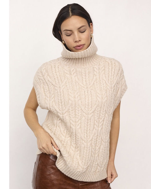 Co'couture RowCC Oversize Cable Strik Vest - Creme