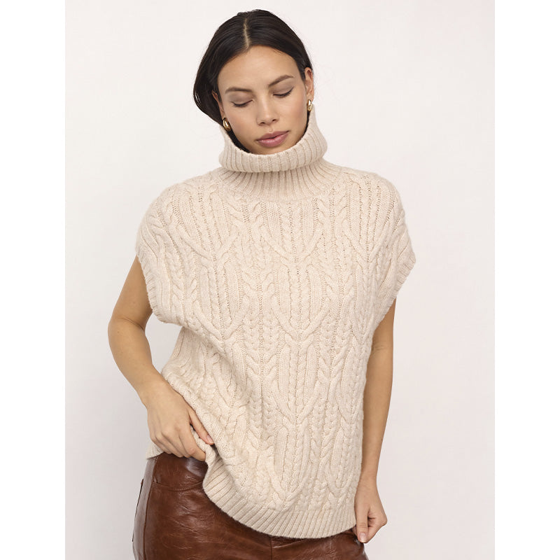 Co'couture RowCC Oversize Cable Strik Vest - Creme
