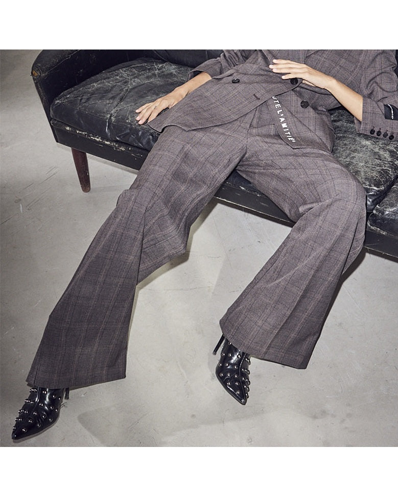 Haute L'amitie Check Fit Plain Bukser - Mocca