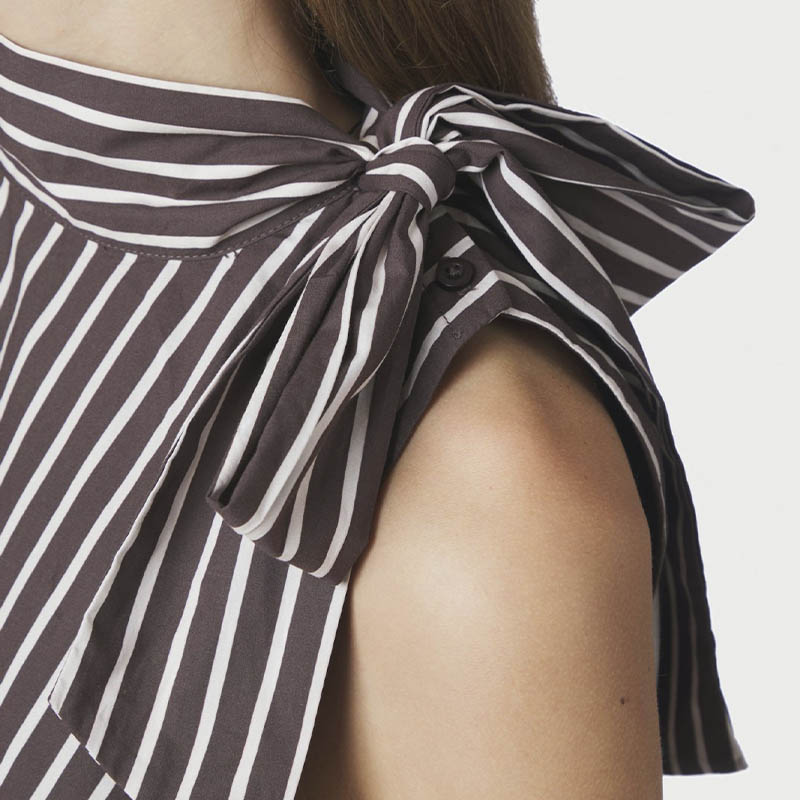 Neo Noir Veda Wide Stribet Top - Dark Brown