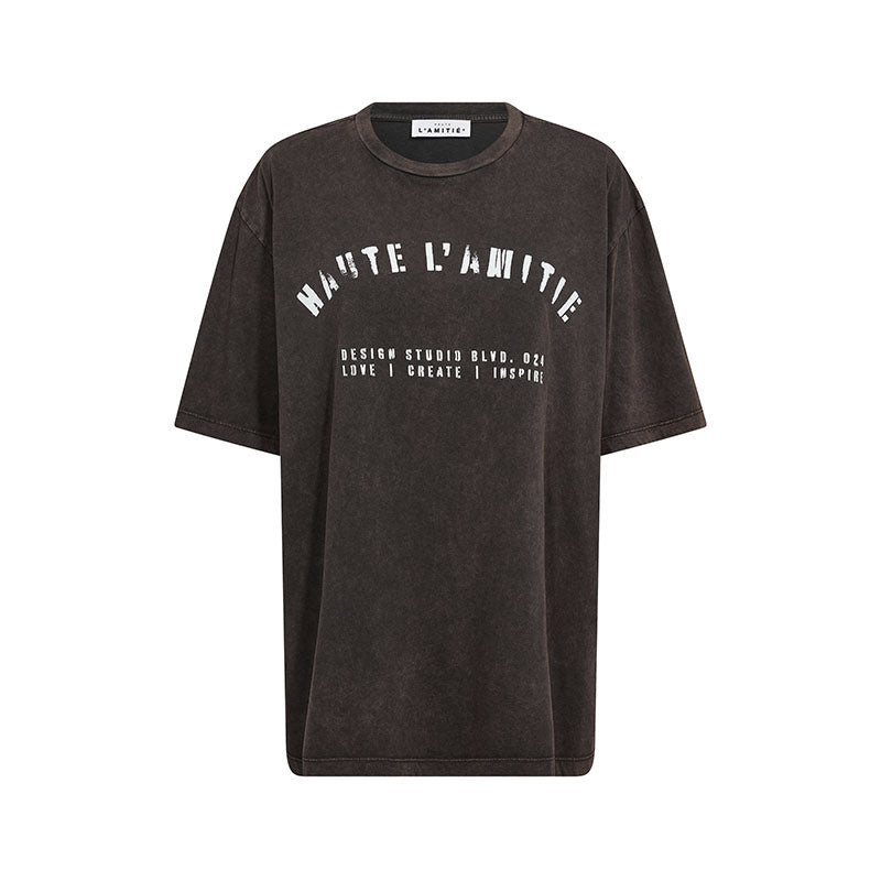 Haute L'amitie Noma Acid Curve Studio T-shirt - Mocca Acid Wash