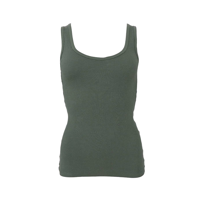 Black Colour BCVibs Rib Tanktop - Army