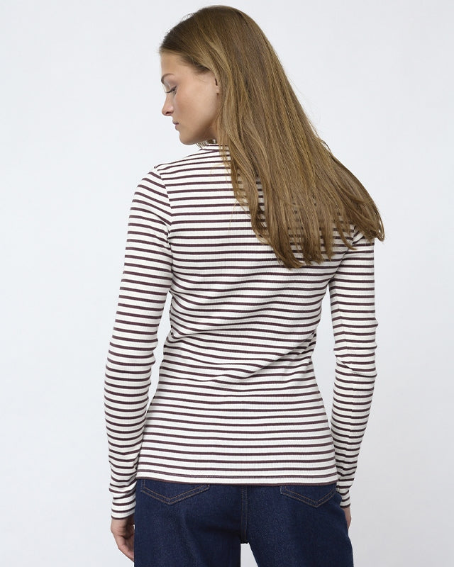 Sisters Point Eike-ls.str Langærmet T-shirt - Cream/ Berry