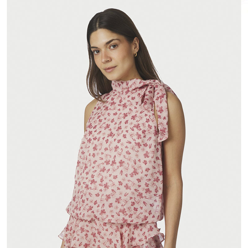 Neo Noir Veda Flower Top - Dusty Rose