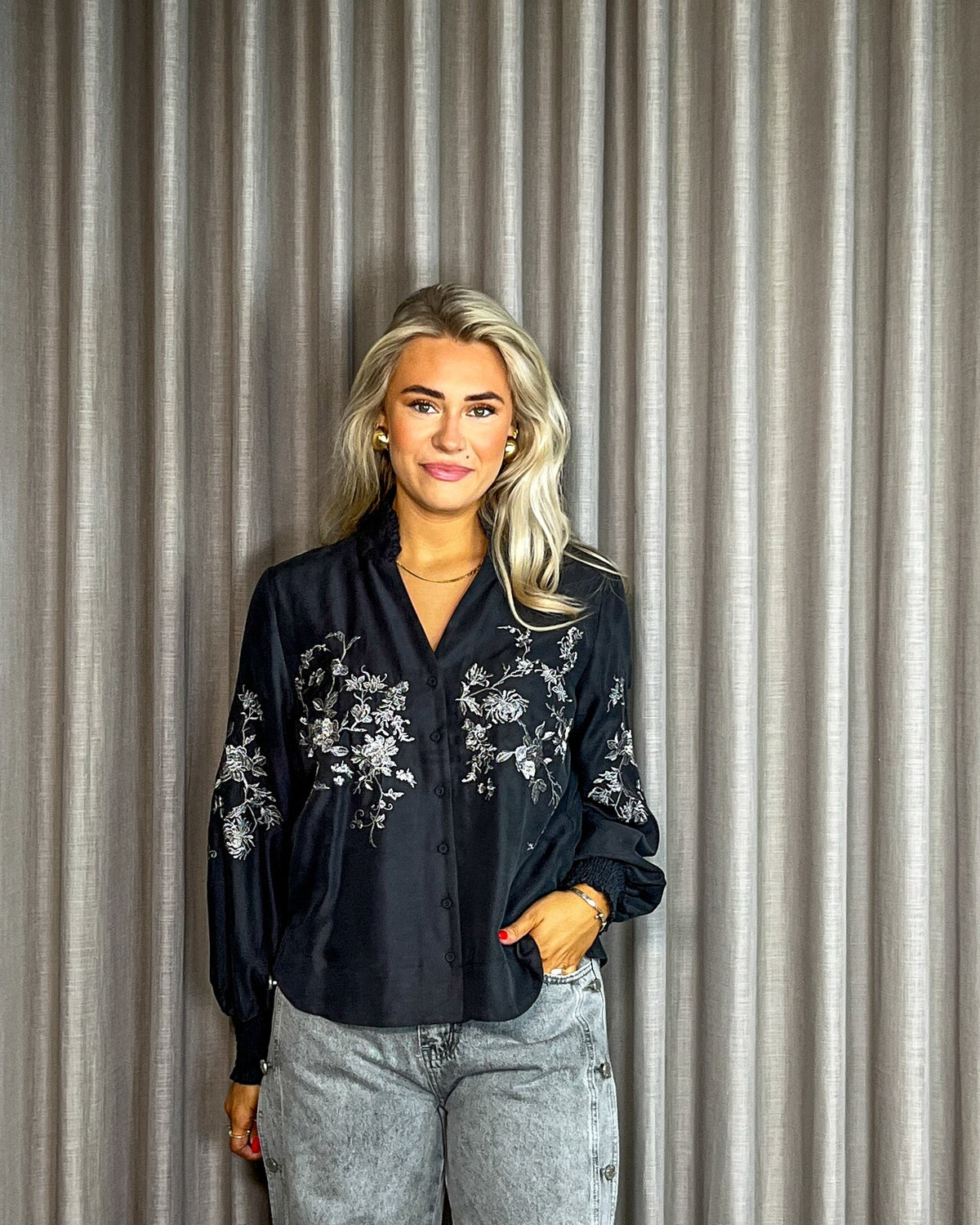Gustav Naja Embroidery Skjorte