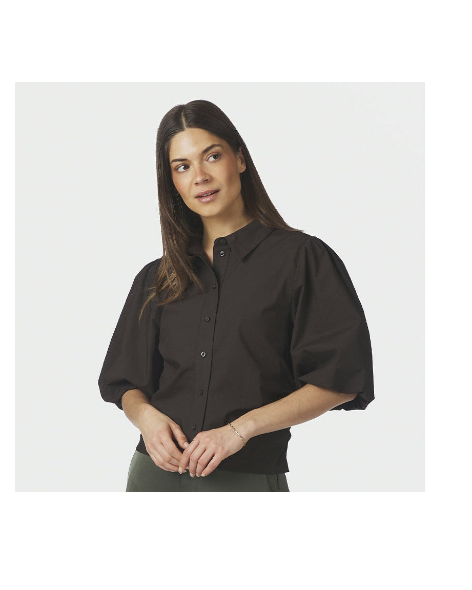 Neo Noir Ismara Solid Skjortebluse - Dark Brown