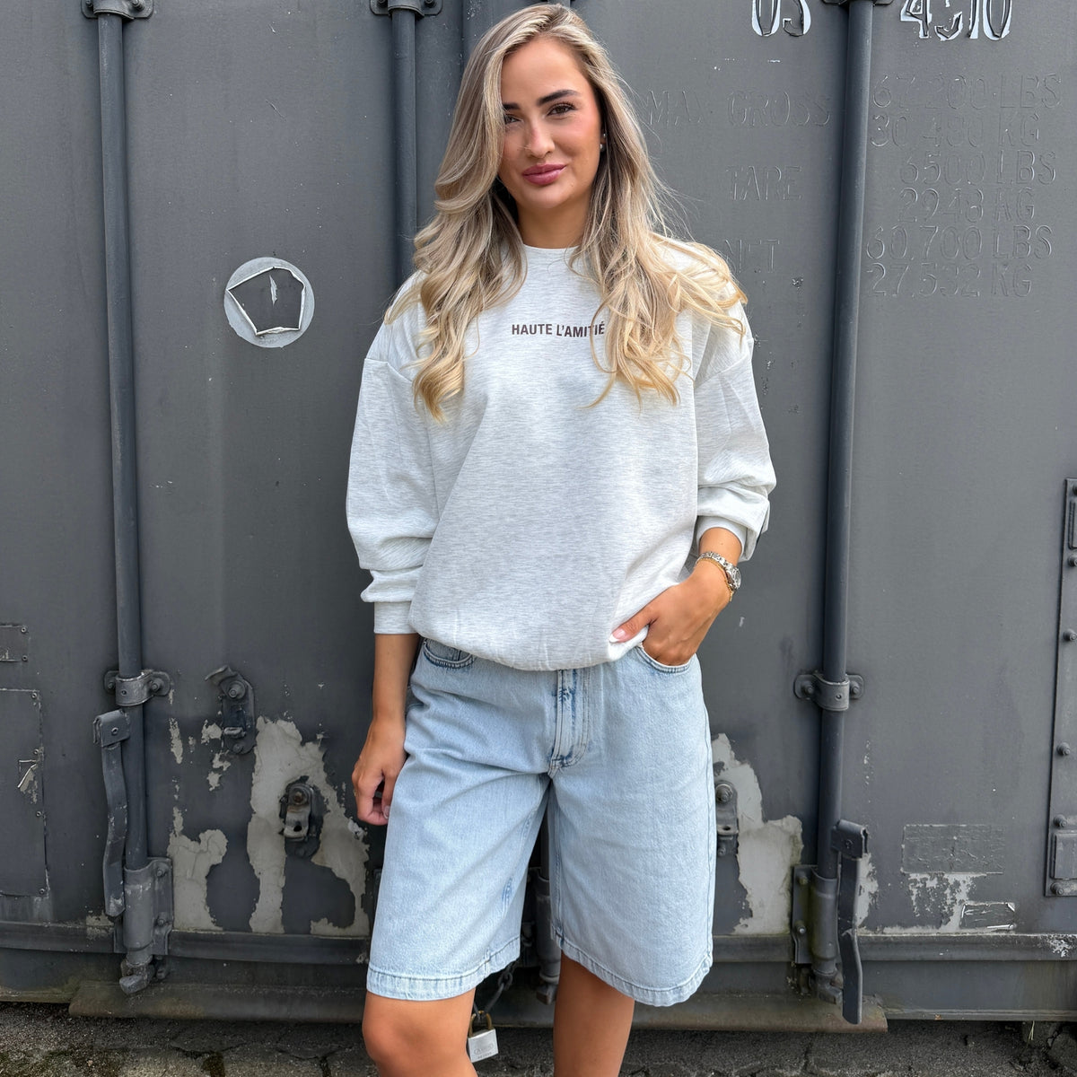 Haute L'amitie Back Print Studie Sweatshirt - Pearl Melange