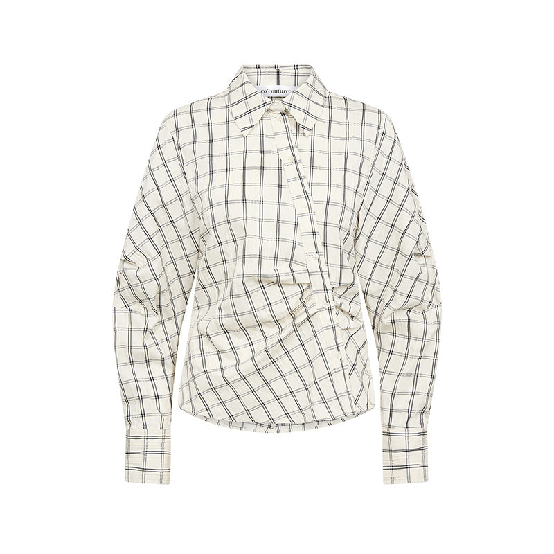 Co'couture Bisocc Asym Check Skjorte - Off-white