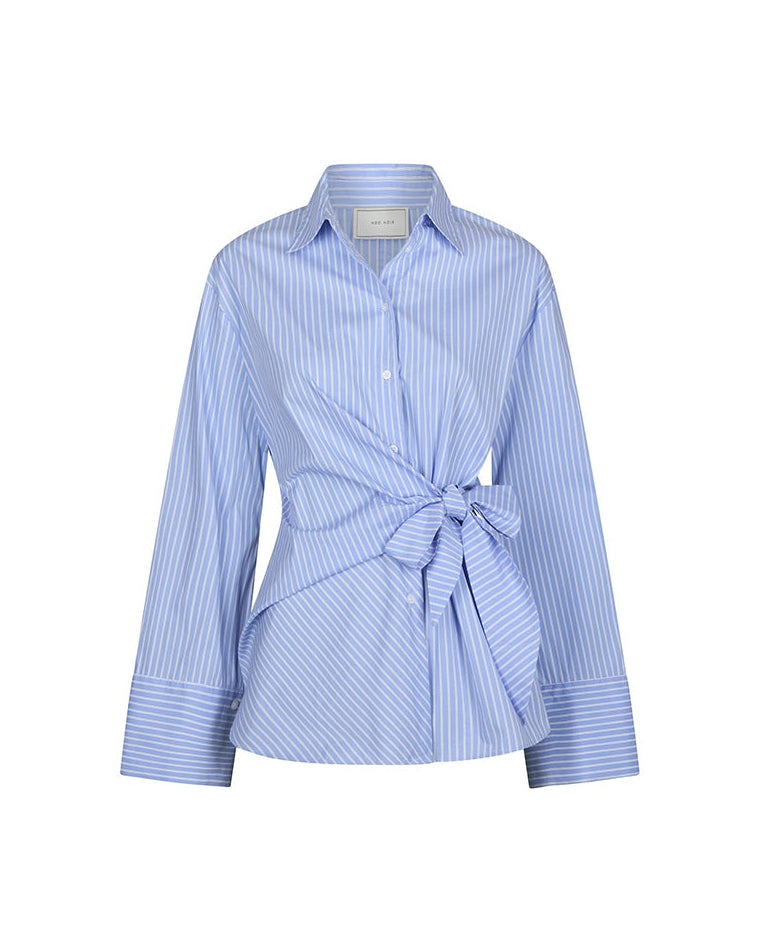 Neo Noir Helisa Stripe Skjorte - Light Blue