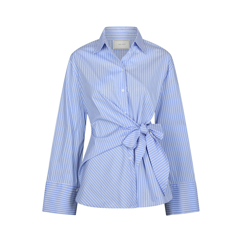 Neo Noir Helisa Stripe Skjorte - Light Blue