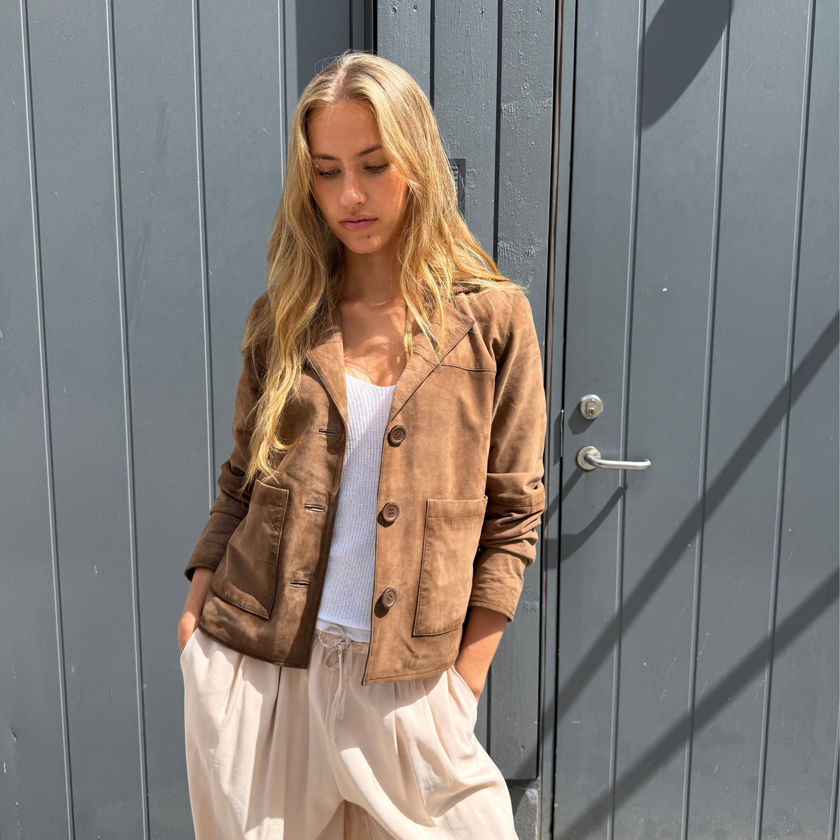 Notyz Suede Blazer Jakke 11449-no 2 - Hazelnut