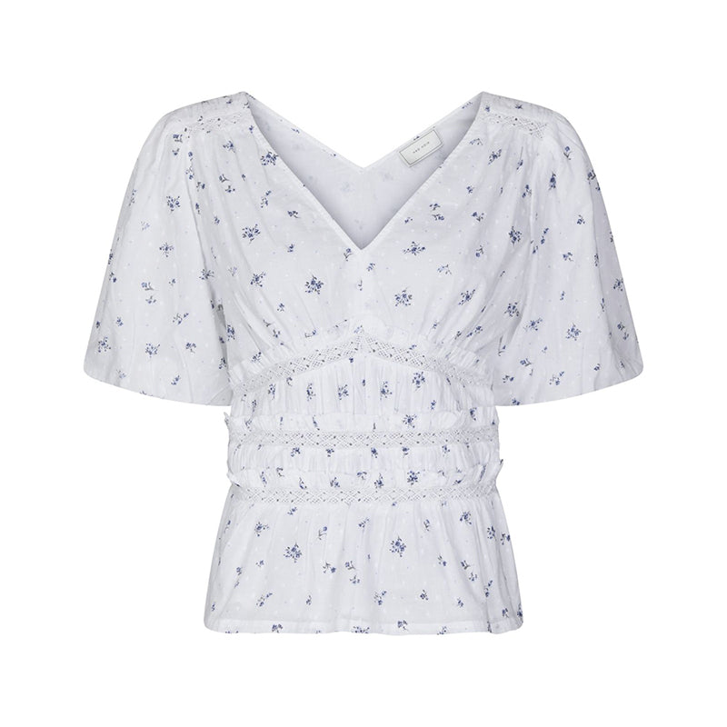 Neo Noir Sapura Flower Dobby Bluse - Blue Flower