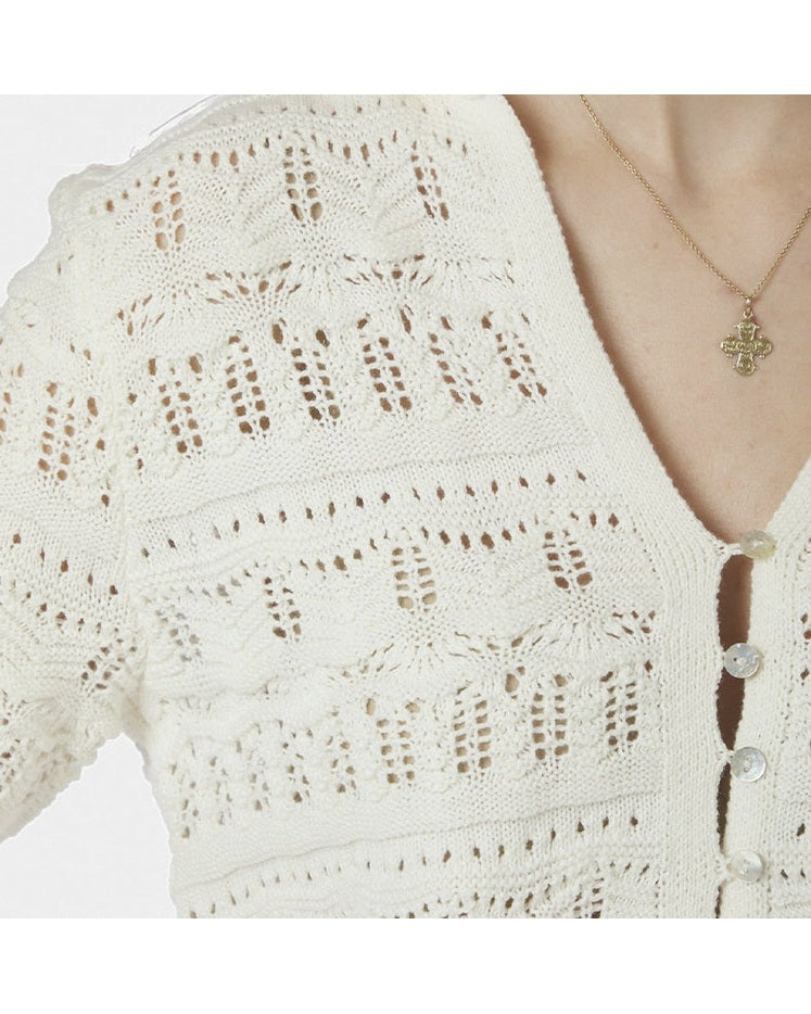 Neo Noir Marisini Stitch Polo Strik Top - Off White