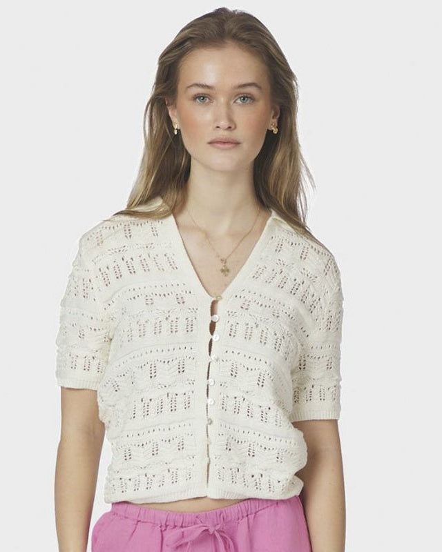 Neo Noir Marisini Stitch Polo Strik Top - Off White