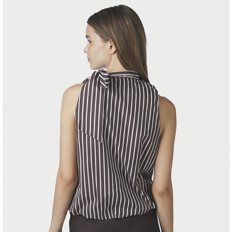 Neo Noir Veda Wide Stribet Top - Dark Brown
