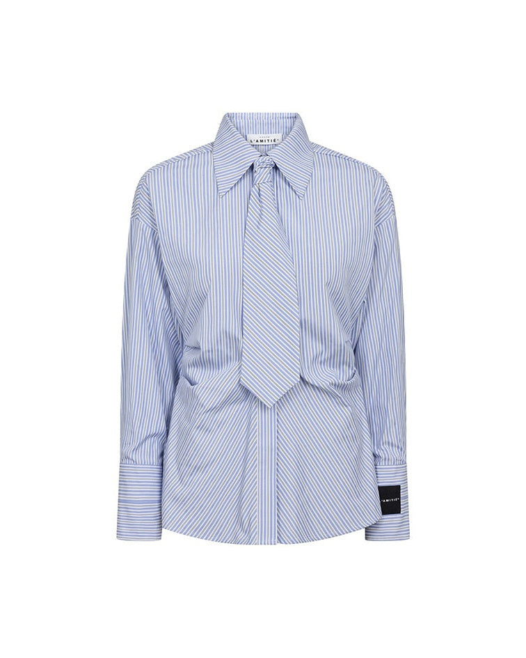 Haute L'amitie Emma Tie Stripe Skjorte - Pale Blue